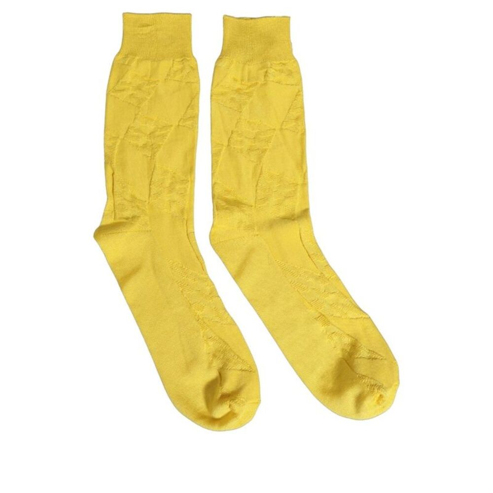 Dolce & Gabbana Men Yellow 100% Silk Mid Calf Accessory Men's Socks